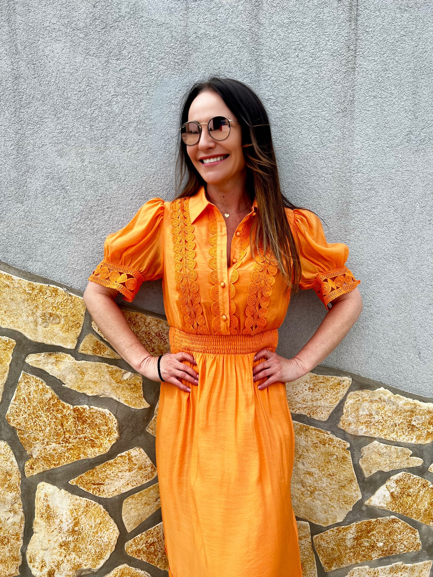 Oranžové letné maxi šaty RITA