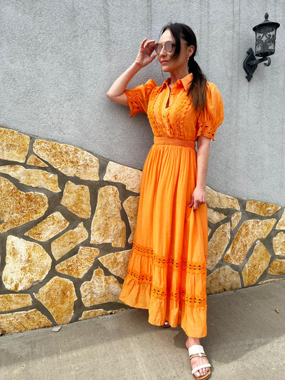 Oranžové letné maxi šaty RITA