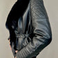 Čierna koženková bunda s kožušinkou LEONA