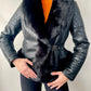 Čierna koženková bunda s kožušinkou LEONA