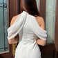 Biele elegantné šaty s brošňou ABRIL